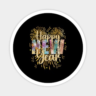 New Year's Eve Happy New Year 2024 Party Leopard Magnet